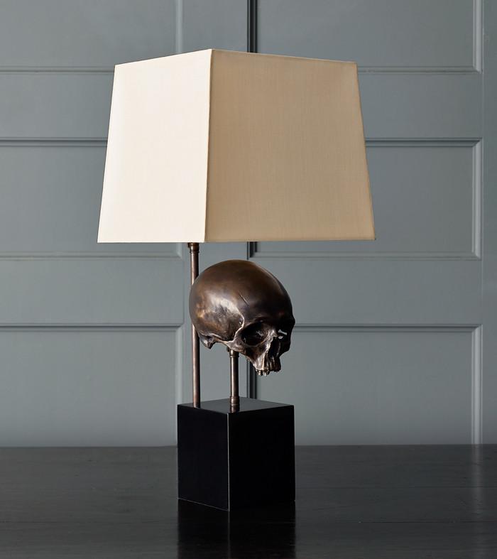 Skull Table Lamp, Bronze